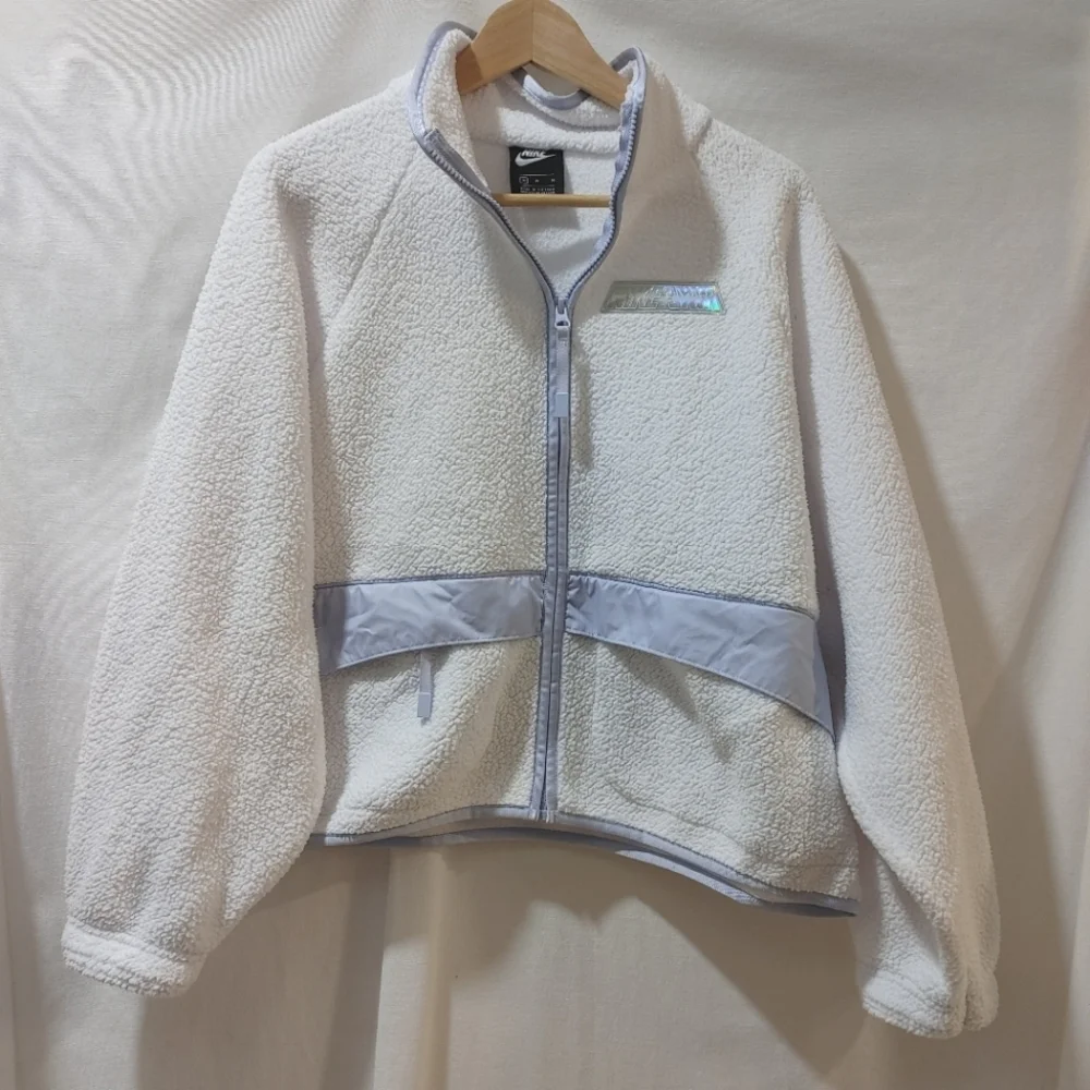 Nike Womens Sportswear Swoosh Sherpa Jacket‎ Full Zip White Size M DD9076 100